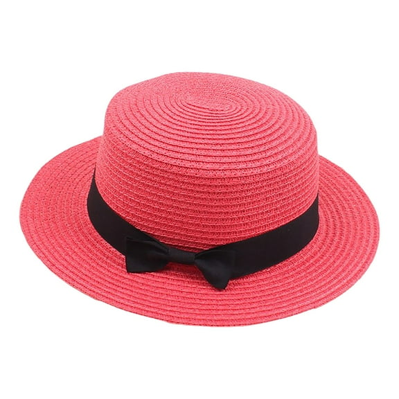 PMVFHDE Elegant Womens Wide Brim Floral Design Summer Dress Hat for Beach Wedding Bridal and Outdoor Sun Watermelon Red
