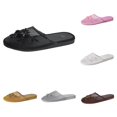 thumbnail image 1 of PMVFHDE Embroidered Mesh Slippers Women Boxy Mule Flat On Shoes Indoor Comfort Breathable Casual Sandals Black - 5.5, 1 of 8