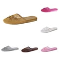 thumbnail image 1 of PMVFHDE Embroidered Mesh Slippers Women Boxy Mule Flat On Shoes Indoor Comfort Breathable Casual Sandals Gold - 5.5, 1 of 7