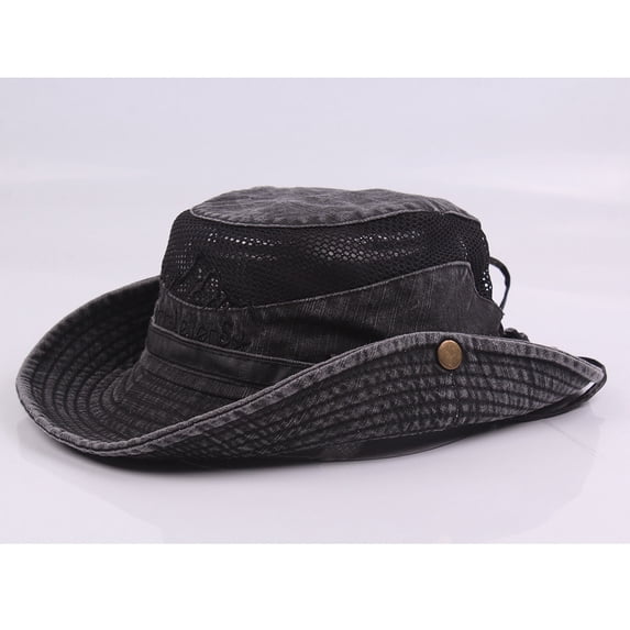 PMVFHDE Embroidery Mesh Visor Fisherman Climbing Outdoor Cab Bucket Hat for Men Baseball Cap Black