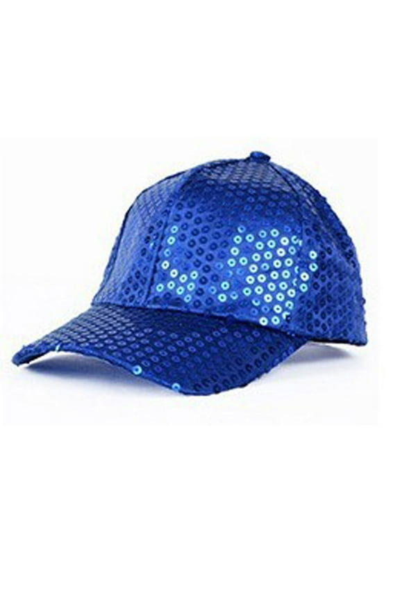 Fashion Performance Stage Hop Korean Style Sequin Square Baseball Cap Glitter Hat Blue