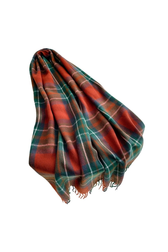 Fashion Plaid Winter Scarf Long Warm Thick Shawl Neck Wrap With Fringe For Women Men Orange