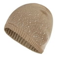 thumbnail image 1 of PMVFHDE Fashion Pullover Knitted Hat For Winter Winter Hat Outdoor Warm Woolen Design With Rhinestone Decoration Khaki, 1 of 4