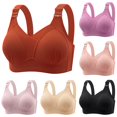 thumbnail image 1 of PMVFHDE Full Figure Bra Seamless Wireless Everyday Wear Side Coverage Lift Plus Size Women Smooth T-Shirt Back Smoothing Non- Strapless Adjustable Wide Band Underwire Free Breathable Brick Red - 44, 1 of 4