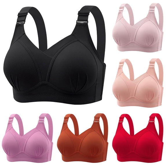 PMVFHDE Full Figure Bra Seamless Wireless Everyday Wear Side Coverage Lift Plus Size Women Smooth T-Shirt Back Smoothing Non- Strapless Adjustable Wide Band Underwire Free Breathable Black - 40
