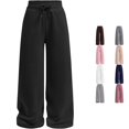 thumbnail image 1 of PMVFHDE Girls Casual Pants Elastic Waist Straight Leg Joggers Comfortable Playwear Trousers For Toddler Kids Daily Outdoor Spring Autumn Winter Black,11-12 Years, 1 of 5