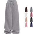 thumbnail image 1 of PMVFHDE Girls Casual Pants Elastic Waist Straight Leg Joggers Comfortable Playwear Trousers For Toddler Kids Daily Outdoor Spring Autumn Winter Light Gray,11-12 Years, 1 of 5