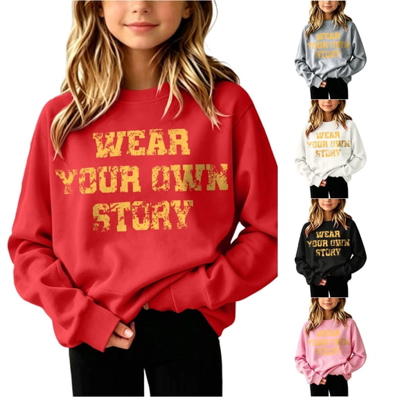 PMVFHDE Girls Hooded Sweatshirt with Front Pockets Letter Front for A ...