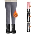 thumbnail image 1 of PMVFHDE Girls Lined Winter Pants Cozy Embroidered Rabbit Design Joggers for Children Light Gray,3-4 Years, 1 of 4