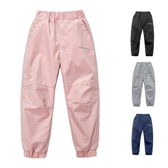 PMVFHDE Girls Pants Insulated Winter Windproof Ski Trousers For Kids Outdoor Activities Cold Weather Thermal Lined Softshell Climbing Pink,5-6 Years