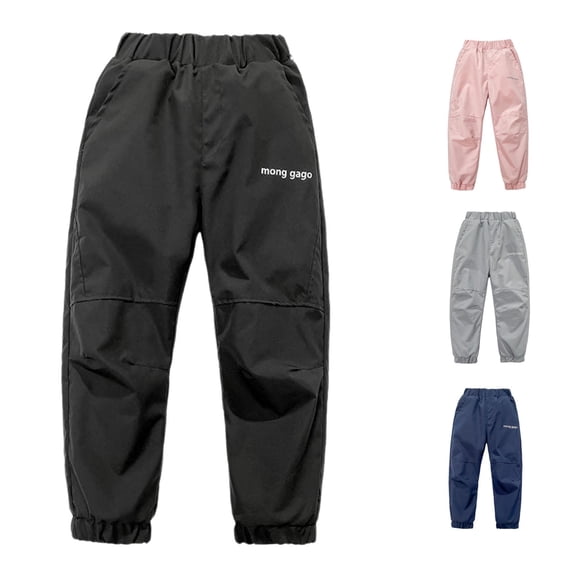 PMVFHDE Girls Pants Insulated Winter Windproof Ski Trousers For Kids Outdoor Activities Cold Weather Thermal Lined Softshell Climbing Black,12-13 Years