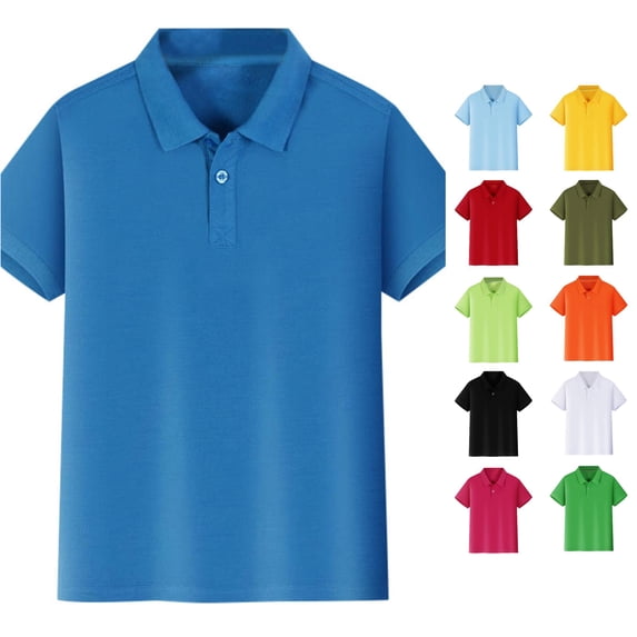 PMVFHDE Girls Tops Tees Shirts Kids Boys Short Sleeve Button Closure ...