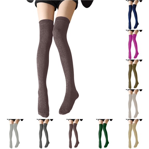 PMVFHDE Thigh High Socks Sparkling Metallic Stockings Elegant Stretchable over Knee Legwear for Carnival Party Evening Home Leisure All Seasons
