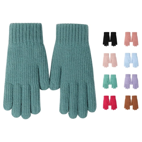 PMVFHDE Gloves & Mittens Knitted Winter With Thread Outdoor Windproof Cold Warm D - One size
