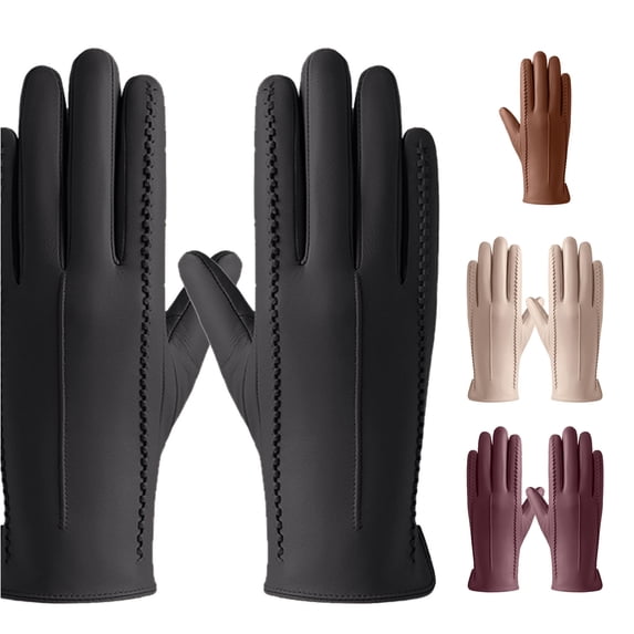 PMVFHDE Gloves & Mittens Ladies Windproof Thick Winter Versatile Solid Cold Autumn Warm Knit Accessory Black - L