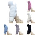 thumbnail image 1 of PMVFHDE Gloves & Mittens Winter Striped Lined Thermal Extreme Cold Weather Outdoor Activities Cycling Skiing Warm Insulated Mittens White - One Size, 1 of 4