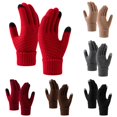 thumbnail image 1 of PMVFHDE Gloves & Mittens Women Winter Screen Thickened Cold Riding Warm Knitted Wool Touchscreen Compatible Red - One Size, 1 of 5