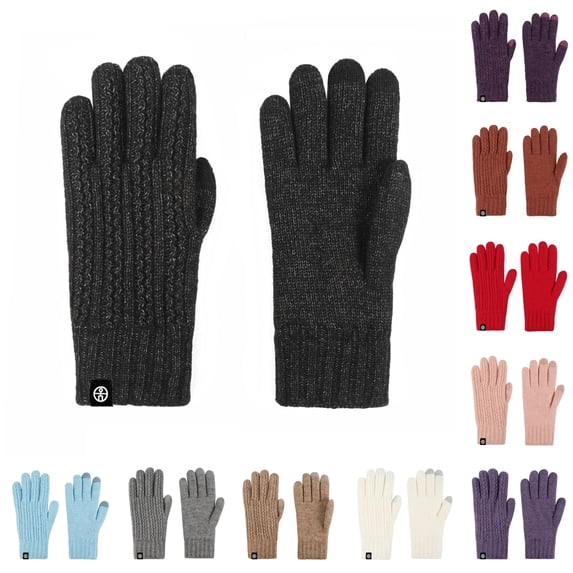 PMVFHDE Gloves & Mittens Womens Winter Warm Touchscreen Thermal Knit Cold Weather For Women Black - One Size