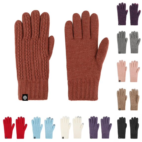 PMVFHDE Gloves & Mittens Womens Winter Warm Touchscreen Thermal Knit Cold Weather For Women Brown - One Size