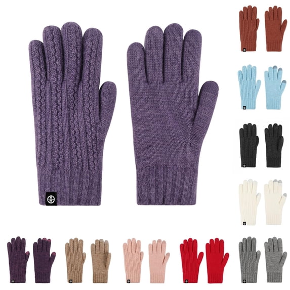 PMVFHDE Gloves & Mittens Womens Winter Warm Touchscreen Thermal Knit Cold Weather For Women Purple - One Size