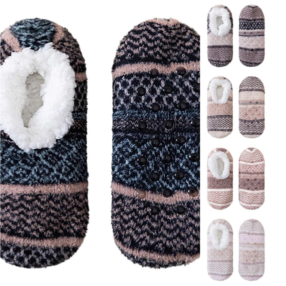 PMVFHDE Grip Sock Slippers Cozy Indoor Outdoor Winter Warmth - Footwear for Home Casual Relaxation, Black, One Size