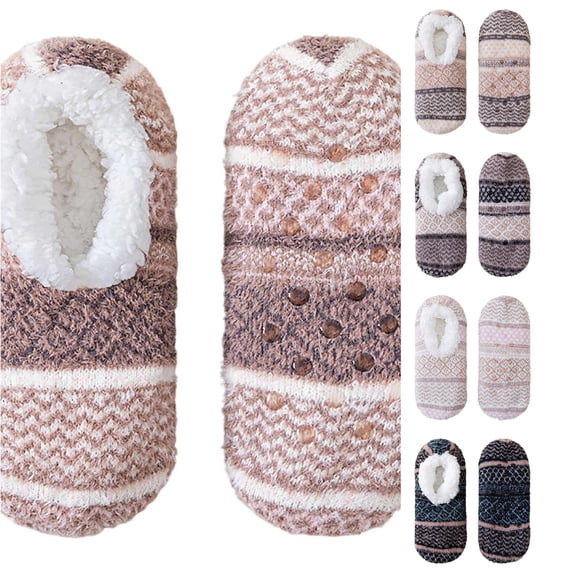 PMVFHDE Grip Sock Slippers Cozy Indoor Outdoor Winter Warmth - Footwear for Home Casual Relaxation, Brown, One Size