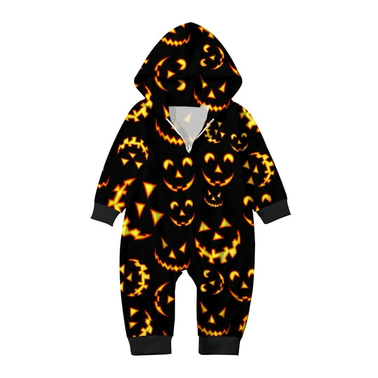 PMVFHDE Halloween Costumes Family Plaid Pajamas 12 Months Family Family Fashion Print Loose Comfortable Hooded Zipper Home Romper Pajamas Baby Style Black 3M Walmart