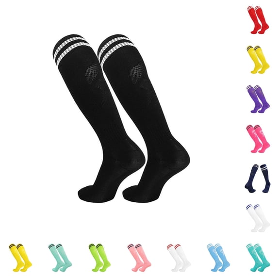 PMVFHDE High Performance Breathable Knee High Socks For Sport Football Stockings Training Endurance Athletic Compression Running Cycling Daily Casual Unisex, Black1, L