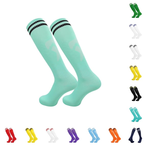 PMVFHDE High Performance Breathable Knee High Socks For Sport Football Stockings Training Endurance Athletic Compression Running Cycling Daily Casual Unisex, Mint Green2, L
