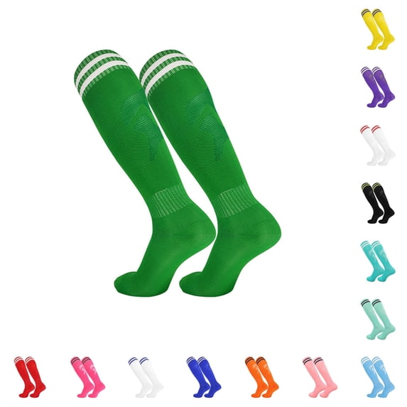 PMVFHDE High Performance Breathable Knee High Socks For Sport Football Stockings Training Endurance Athletic Compression Running Cycling Daily Casual Unisex, Green, L