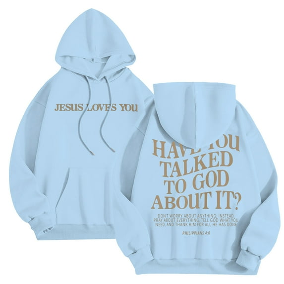 PMVFHDE Hoodie Men Solid Color Loose Fit Daily Casual Winter Letter Print Pullover Hooded Sweatshirt for Men Light Blue,XXXL