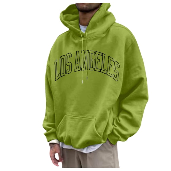 PMVFHDE Hoodies for Men Daily Casual Print Pullover Long Sleeve Hooded Sweatshirt Top for Street Style Green,XXL