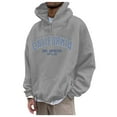thumbnail image 1 of PMVFHDE Hoodies for Men Solid Color Daily Casual Loose Fashion Letter Print Pocket Pullover Hooded Sweatshirt Top Grey,S, 1 of 4