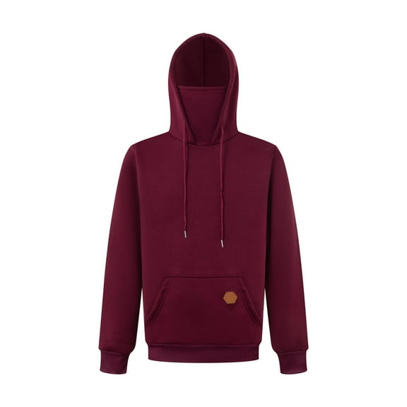 PMVFHDE Hoodies for Men Solid Color Long Sleeve Lined Warm Winter Face Cover Pullover Hooded Sweatshirt ,XL