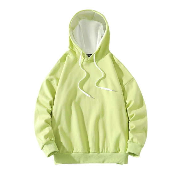 PMVFHDE Hoodies for Men Solid Color Minimalist Heavyweight Warm No Pocket Drop Shoulder Pullover Hooded Sweatshirt Green,XXXL