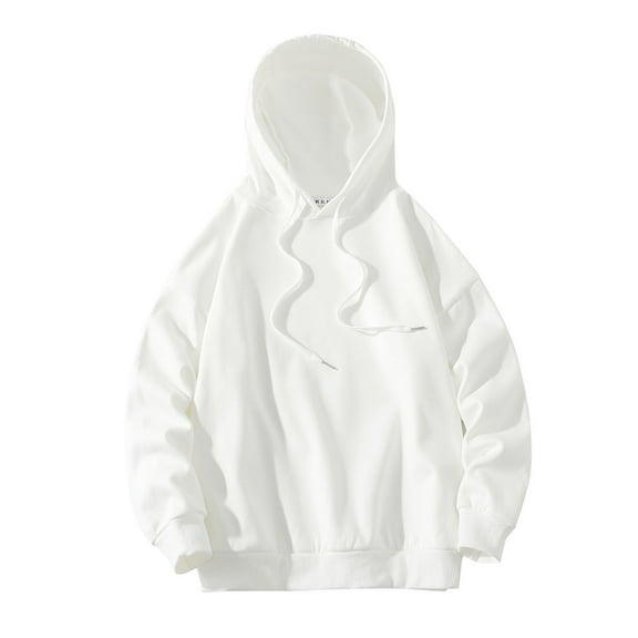 PMVFHDE Hoodies for Men Solid Color Minimalist Heavyweight Warm No Pocket Drop Shoulder Pullover Hooded Sweatshirt White,XXXL