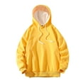thumbnail image 1 of PMVFHDE Hoodies for Men Solid Color Minimalist Heavyweight Warm No Pocket Drop Shoulder Pullover Hooded Sweatshirt Yellow,XXL, 1 of 4