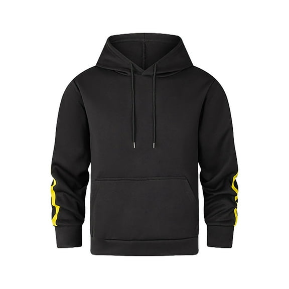 PMVFHDE Hoodies for Men Spring Autumn Solid Color Basic Sports Comfort Warm Outdoor Casual Pullover Hoodie Black,S
