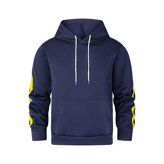 PMVFHDE Hoodies for Men Spring Autumn Solid Color Basic Sports Comfort Warm Outdoor Casual Pullover Hoodie Navy,S