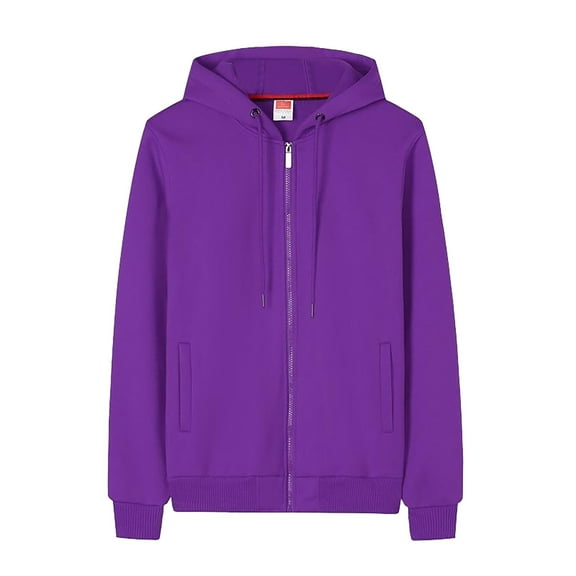 PMVFHDE Hoodies for Men Unisex Winter Workwear Lined Warm Full Zip Pocket Pullover Hooded Sweatshirt Purple,M