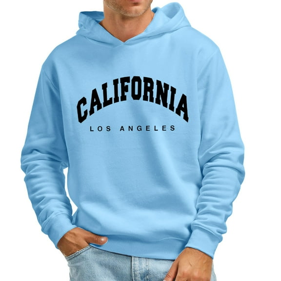 PMVFHDE Hoodies for Men Winter Fashion Casual Loose Comfort Warm Lined Pocket No Drawstring Hoodie Blue,XL