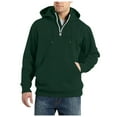 thumbnail image 1 of PMVFHDE Hoodies for Men Winter Solid Color Daily Casual Versatile Quarter Zip Pullover Hooded Sweatshirt Dark Green,XL, 1 of 6