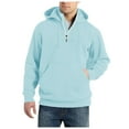 thumbnail image 1 of PMVFHDE Hoodies for Men Winter Solid Color Daily Casual Versatile Quarter Zip Pullover Hooded Sweatshirt Sky Blue,XL, 1 of 6