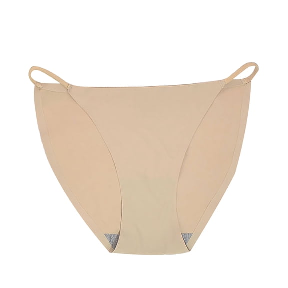 PMVFHDE Iced Silk Thong Seamless Thin Strap Solid Color Comfortable Panties For Women Khaki,L