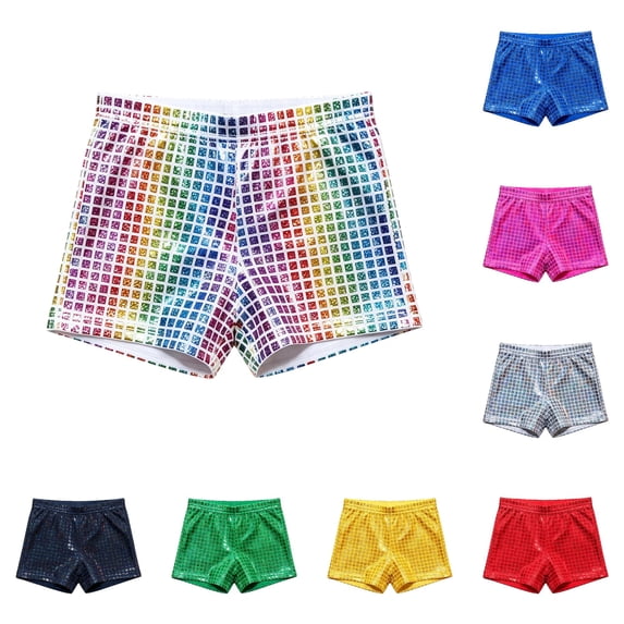PMVFHDE Kids Sequin Shorts for Stage Performance Party Show Bottoms