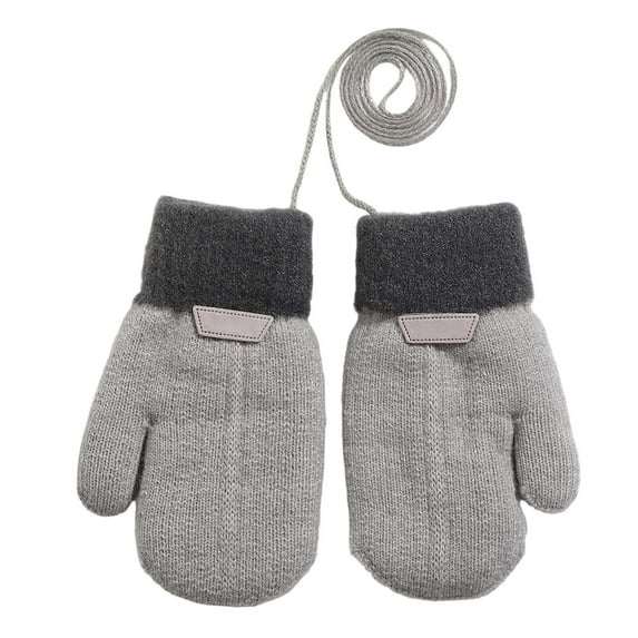 PMVFHDE Kids Winter Thermal Knitted Gloves And Mittens With Detachable Lanyard For Hand Warmth