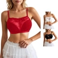 thumbnail image 1 of PMVFHDE Lace Bandeau Bra Top Removable Straps Backless Vest Outerwear Comfort Daily Casual T-Shirt Matching Underwire Free Red - S, 1 of 5