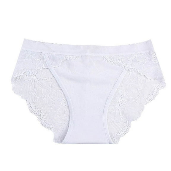 PMVFHDE Lace Breathable Cotton Gusset Lifting Triangle Womens Underwear Comfortable For Daily Fashion White,M