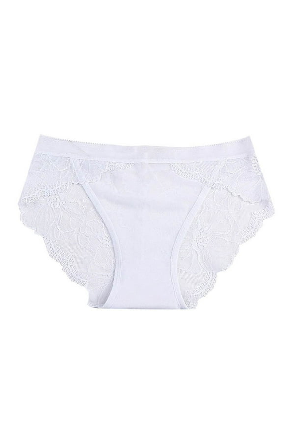 Lace Breathable Cotton Gusset Lifting Triangle Womens Underwear Comfortable For Daily Fashion White,XL