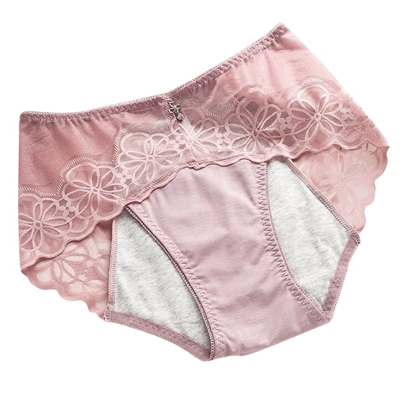 PMVFHDE Lace Menstrual Briefs Leak Proof Mid Waist Cotton Gusset Womens Underwear A,L